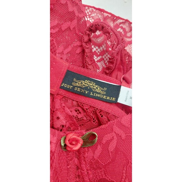 Just Sexy Lingerie Women's Size Medium Babydoll Red Keyhole Lace Nightie Panties - Picture 12 of 16